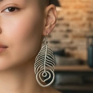 Vintage Peakock Feather Earrings